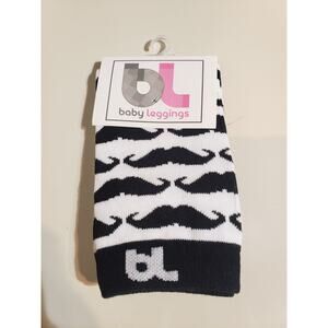 NEW Baby Legs leggings leg warmers black white mustache print knee protectors